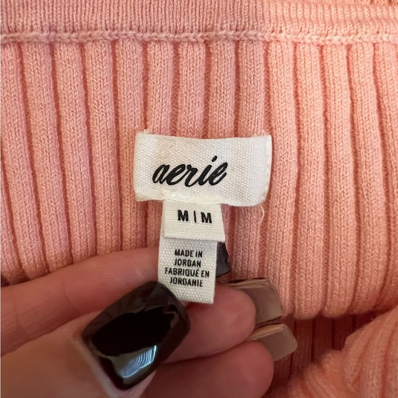 AERIE Button Down Sweater Top in Pink Wonder Size M Stretchy Great for Layering - Picture 4 of 8